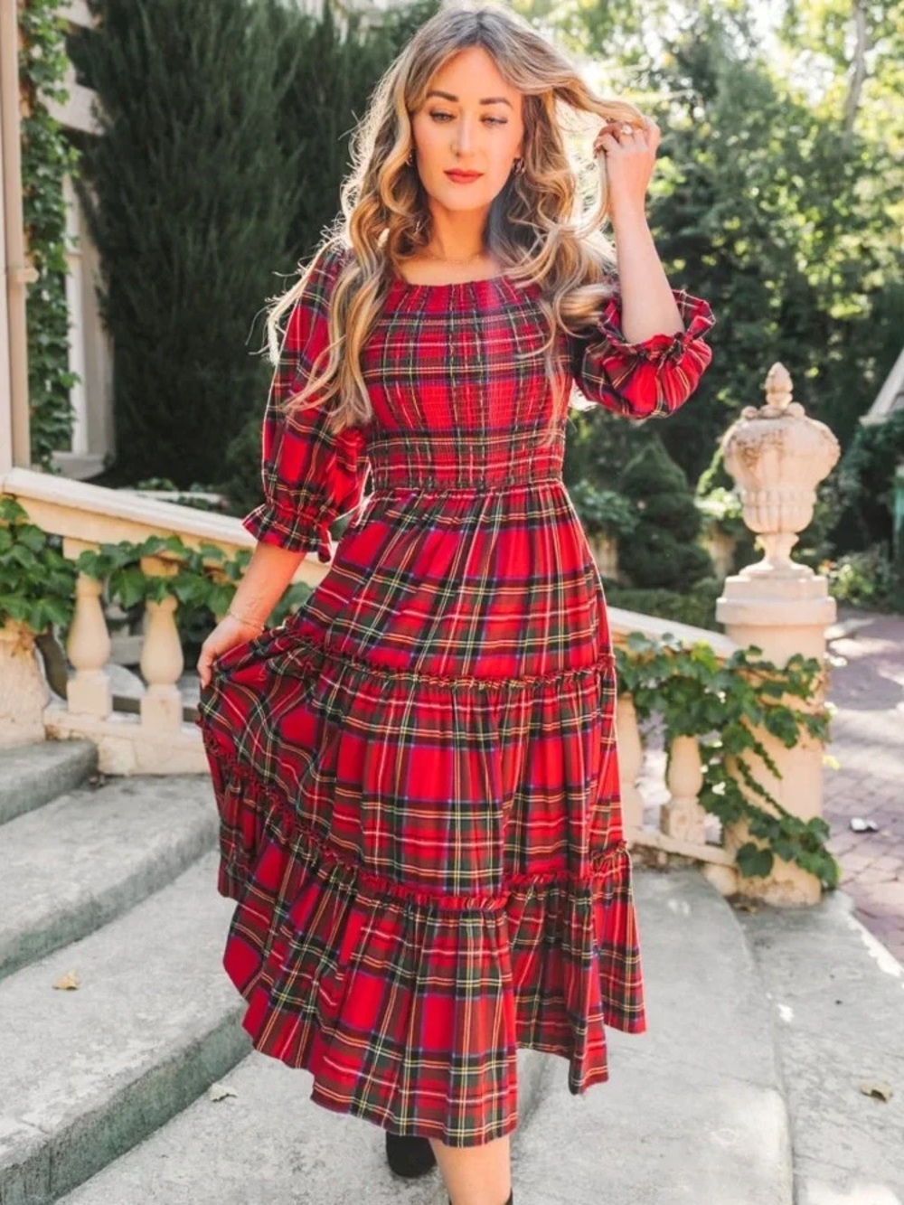 Ivy City Co, Madeline Dress in Holiday Plaid XXL